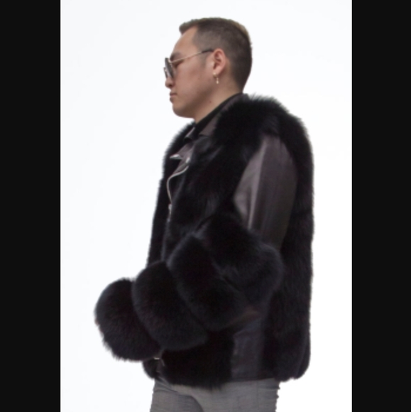 Fox Fur and Lamb Leather Moto Jacket - Picture 3 of 5